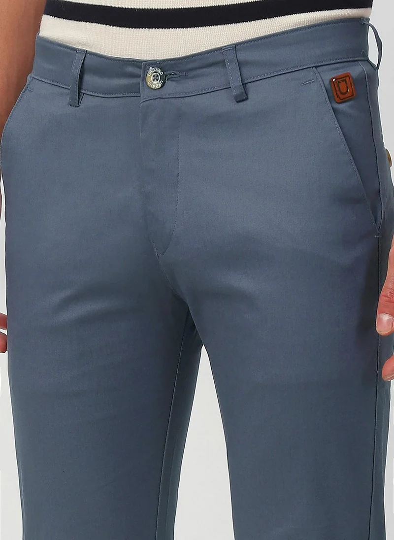 Urbano Fashion  Urbano Fashion Men's Steel Blue Cotton Slim Fit Casual Chinos Trousers Stretch for Men | Best Price UAE